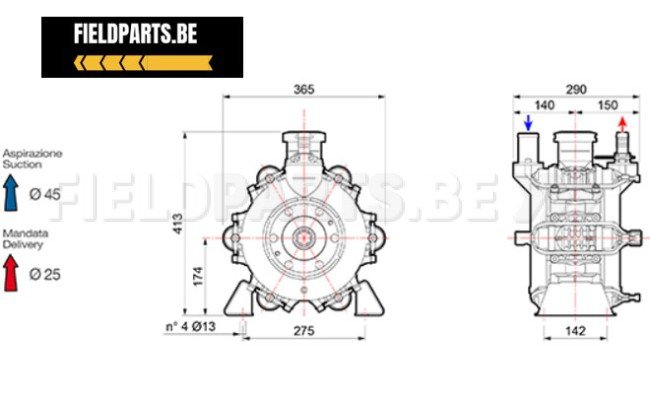COMET Zuigermembraanpomp BP235K 1"3/8 M-M