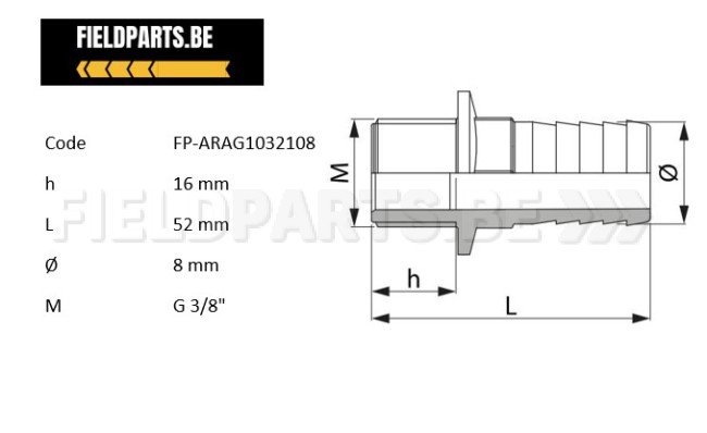 Tule 8mm - 3/8" M