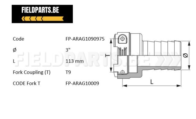 Raccord agraphe T9F - 75mm