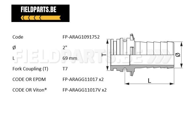 Raccord T7 52mm