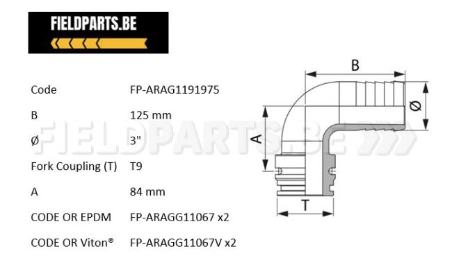 ARAG Tule 90° 75mm - T9 M