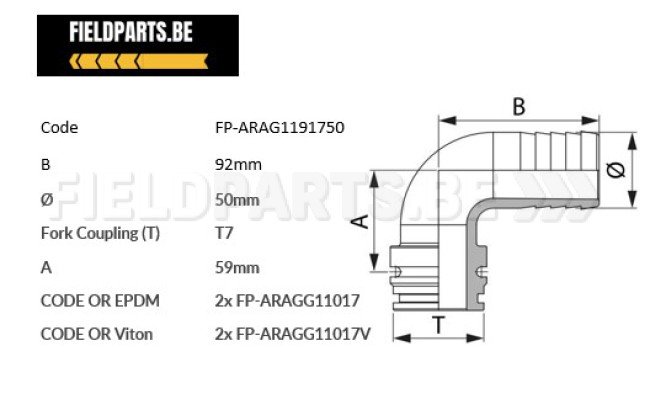 ARAG Tule 90° 50mm - T7 M