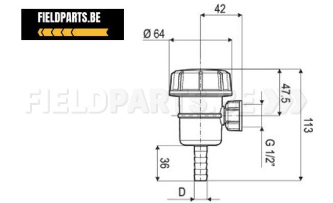 Mini filtre G1/2" F D13mm 50mesh