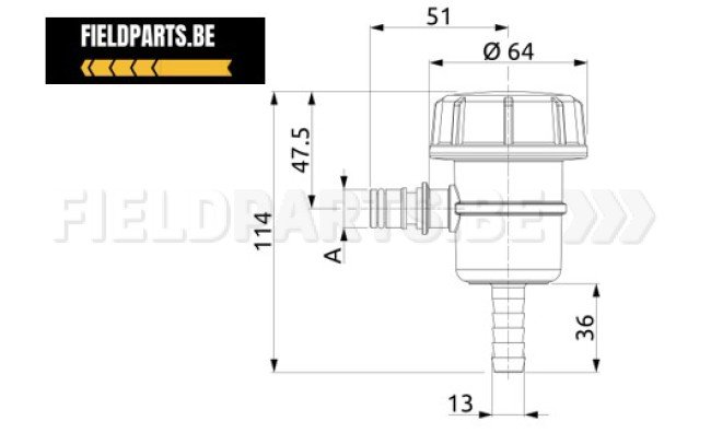 ARAG Mini filter D5 M D13mm 50mesh voor 12V pomp