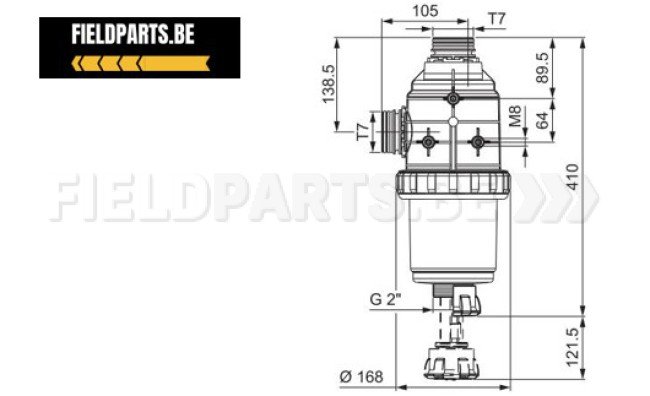 Filtre d'aspiration T7 M 200-260 l/min avec clapet 80 mesh