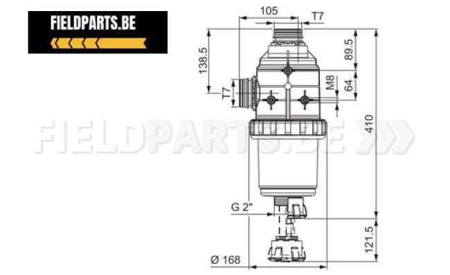 Filtre d'aspiration T7 M 200-260 L/min avec clapet 50 mesh