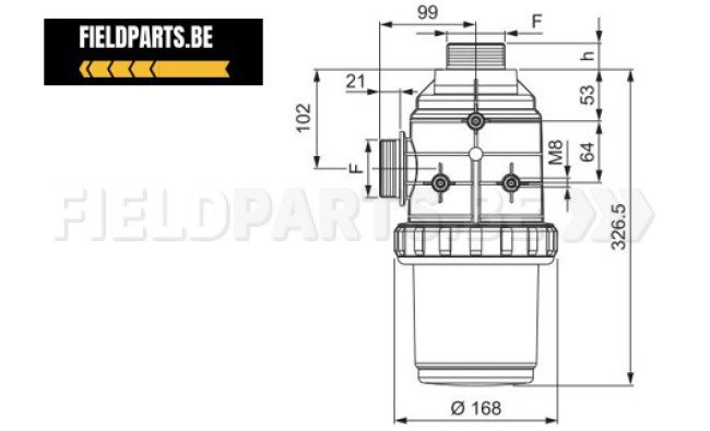 Filtre d'aspiration 2" 200-260 l/min 80 mesh avec clapet