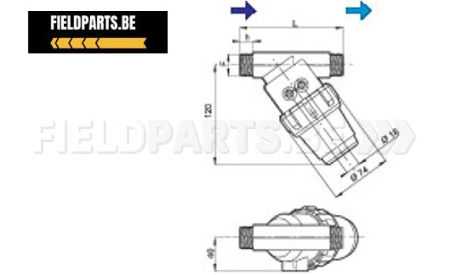 ARAG Persfilter 45° G1/2" M 50 mesh model 323