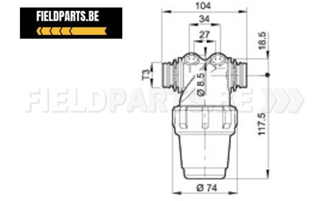 Filtre de tronçons T3M/M 8mesh