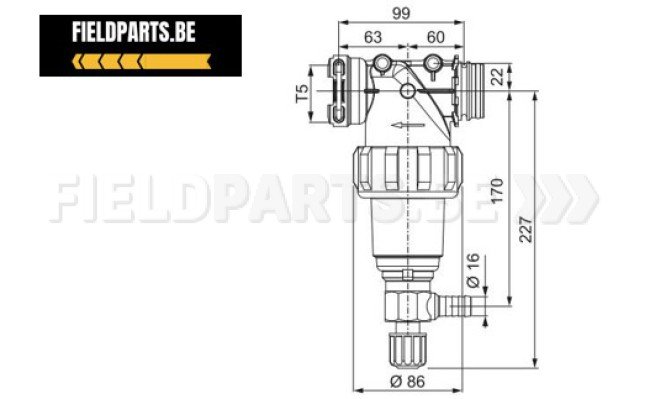 ARAG Persfilter T5M/V 160l/min 50 mesh model 322 zelfreiniging