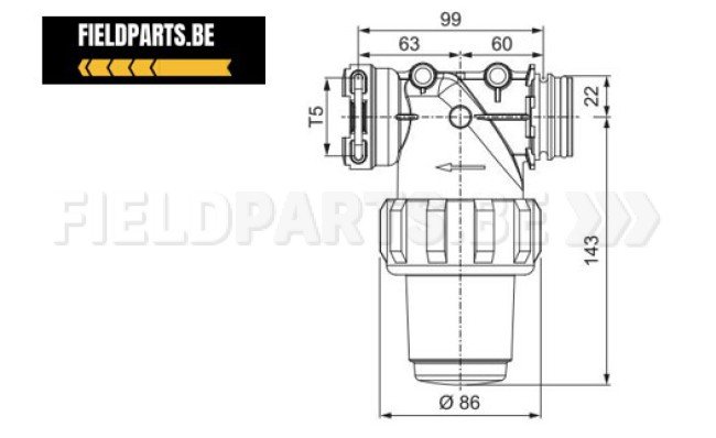 Filtre de tronçons T5M/F 150l/min 80mesh