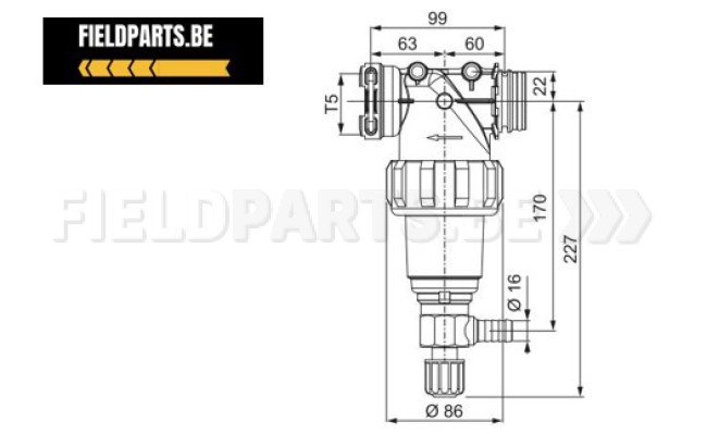 ARAG Persfilter T5M/V 160l/min 80 mesh model 322 zelfreiniging