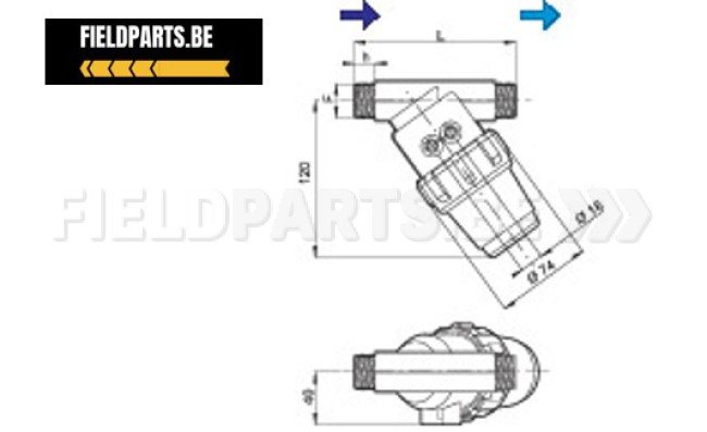 ARAG Persfilter 45° G1/2" M 80 mesh model 323