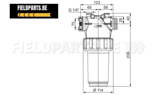 Filtre de pression T5 210 l/min 80 mesh