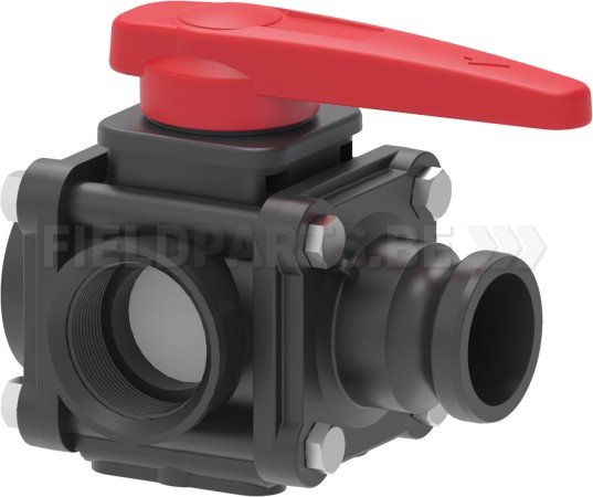 Vanne à bille 3-voies 3"F avec camlock 3"