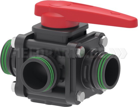 ARAG Kogelkraan 3-weg T9 doorloop model 453