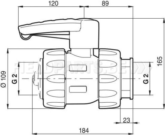 ARAG Kogelkraan 2-weg 2"V viton model 454