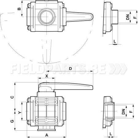 ARAG Kogelkraan 3-weg 3"M model 453
