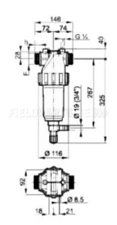 ARAG Persfilter 1"1/4 M 50 mesh model 326 zelfreinigend
