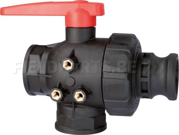 Vanne à bille 3-voies 1/2"F avec camlock 1"1/2 (manche longue)