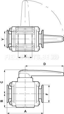 ARAG Kogelkraan 2-weg 3" Full port
