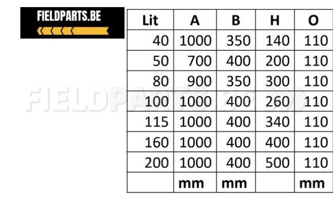 Rechthoekige tank 200l 1000mmX400mmX500mm