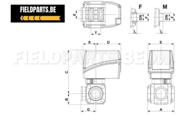 Elektrische kraan 3-weg 2"F