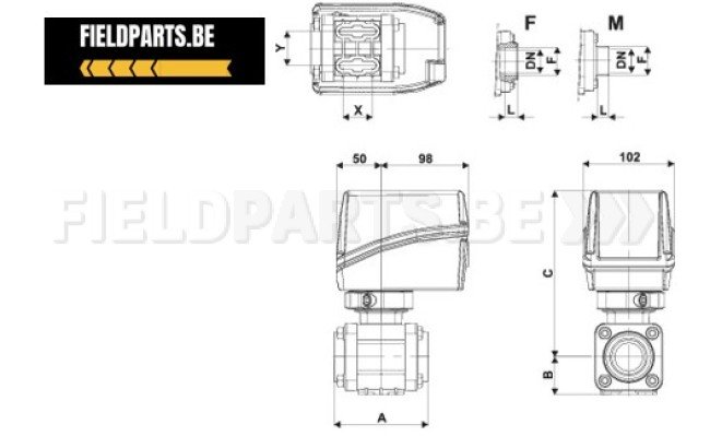 Elektr. 2-weg kogelkraan 1 1/2"